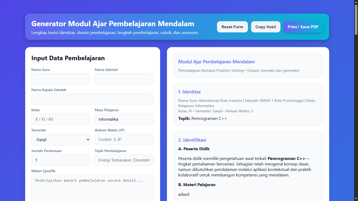 Generate Modul Ajar